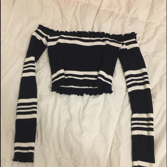 Tiger Mist Tops - lely wood striped lettuce crop top cold shoulder